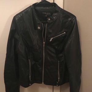 Black leather jacket.